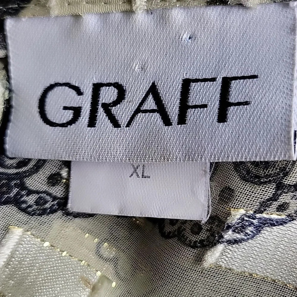 GRAFF Floral Paisley Green and Gold Semi‎ Sheer Blouse XL - Picture 7 of 7